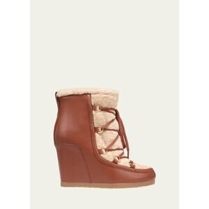Veronica Beard Elfred Wedge Shearling Booties